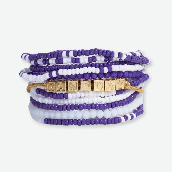 Bracelet Stack Game Day Purple + White Bracelet