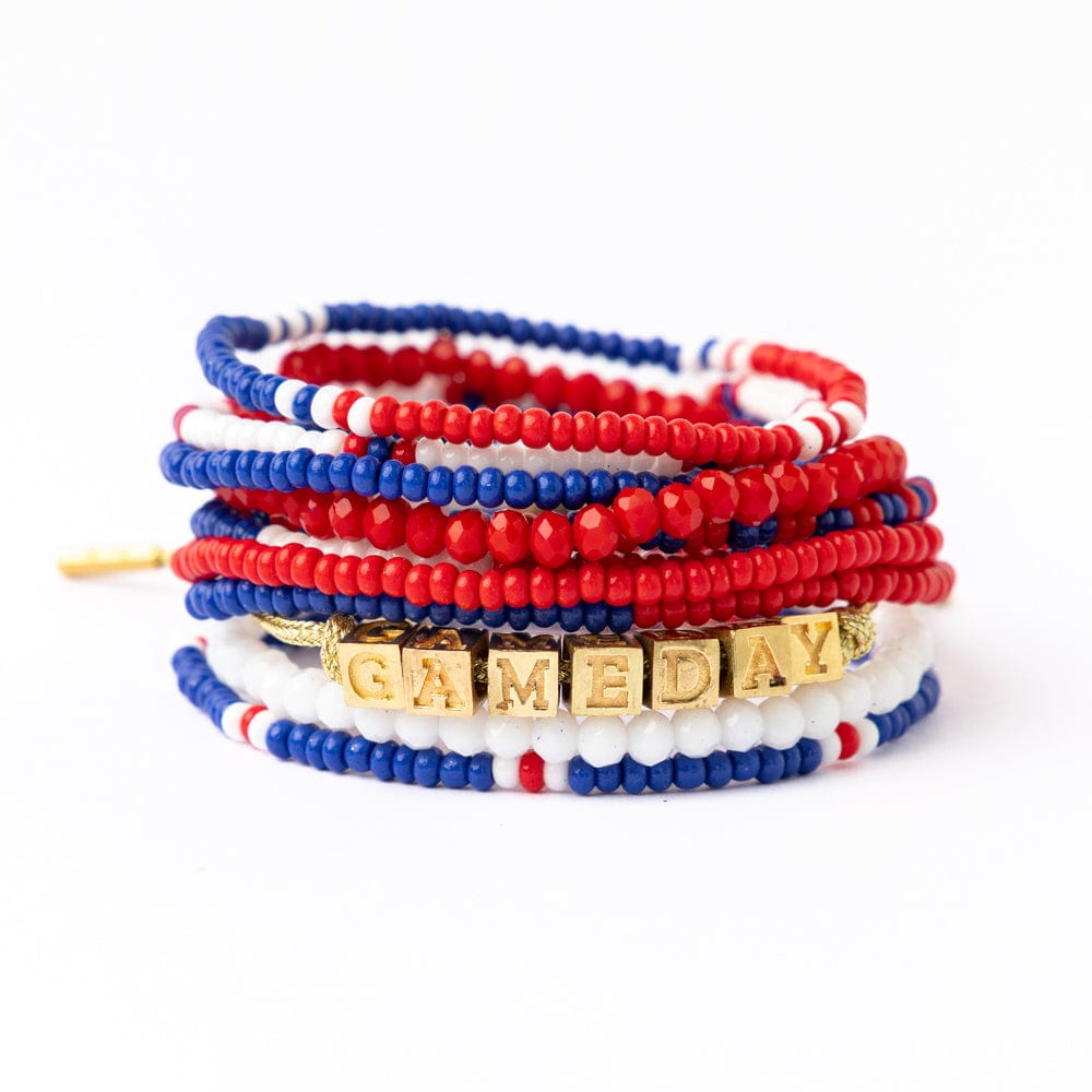Game Day Stackable Rings Bracelet Stack Game Day Red + White + Blue – INK+ALLOY LLC
