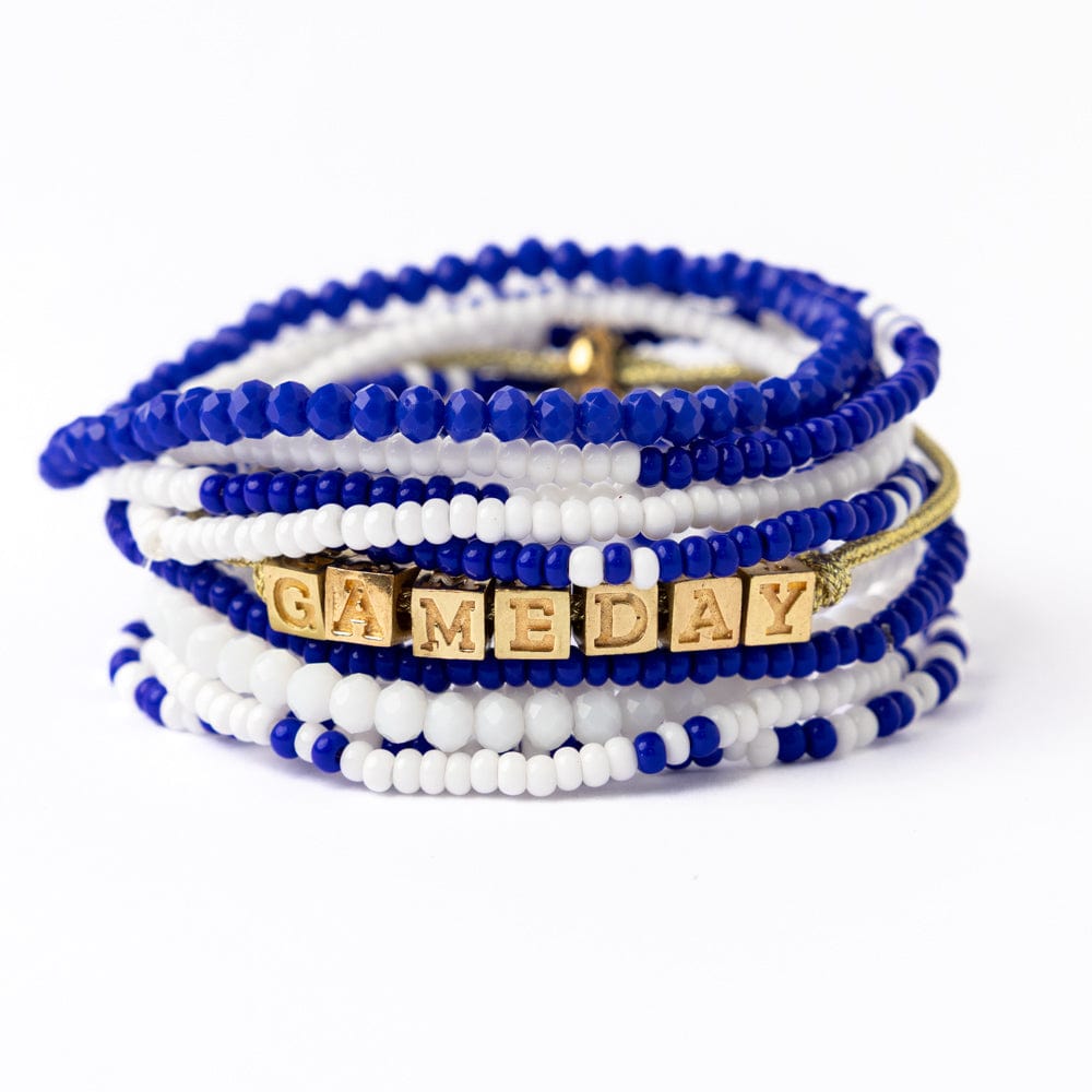 Game Day Stackable Rings Royal Blue + White Game Day Accessories – INK+ALLOY LLC