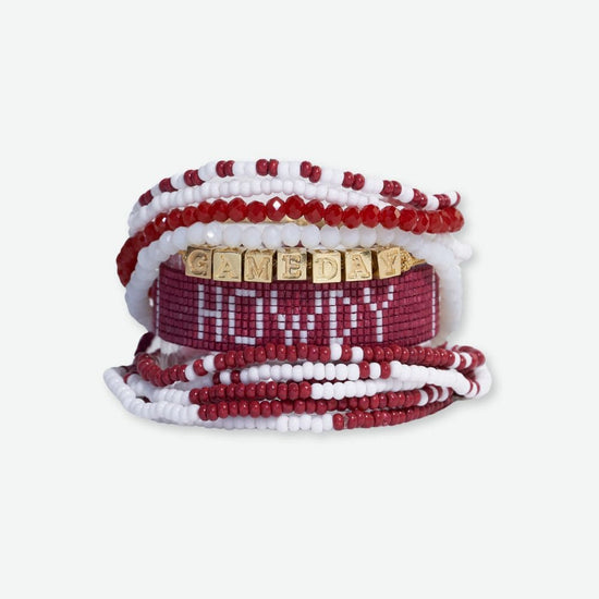 Bracelet Stack Game Day White + Dark Red Bracelet