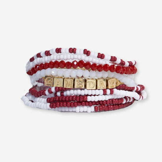 Bracelet Stack Game Day White + Dark Red Bracelet