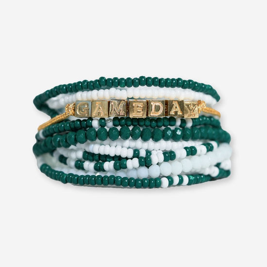 Bracelet Stack Game Day White + Green Bracelet