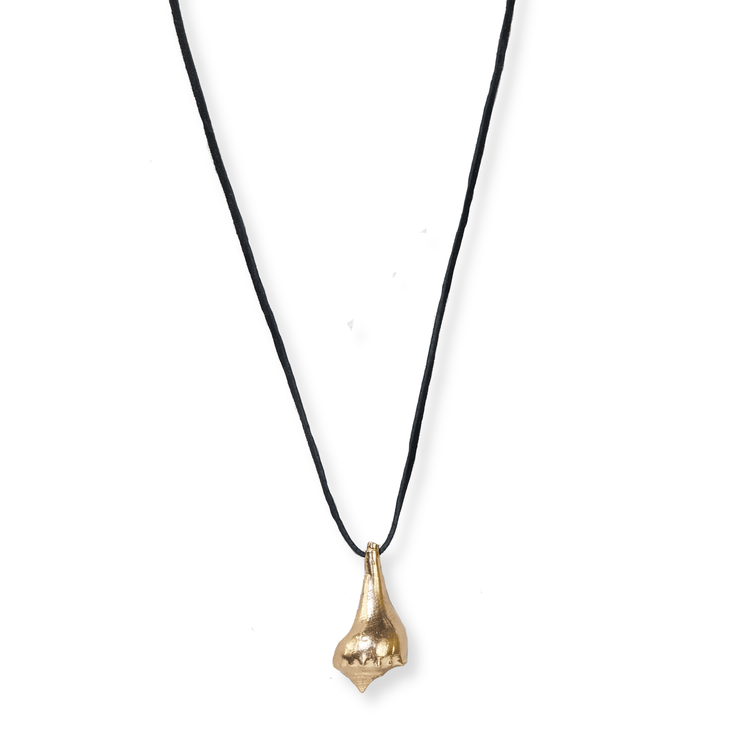 Brass Shell Pendant with Leather Cord Necklace