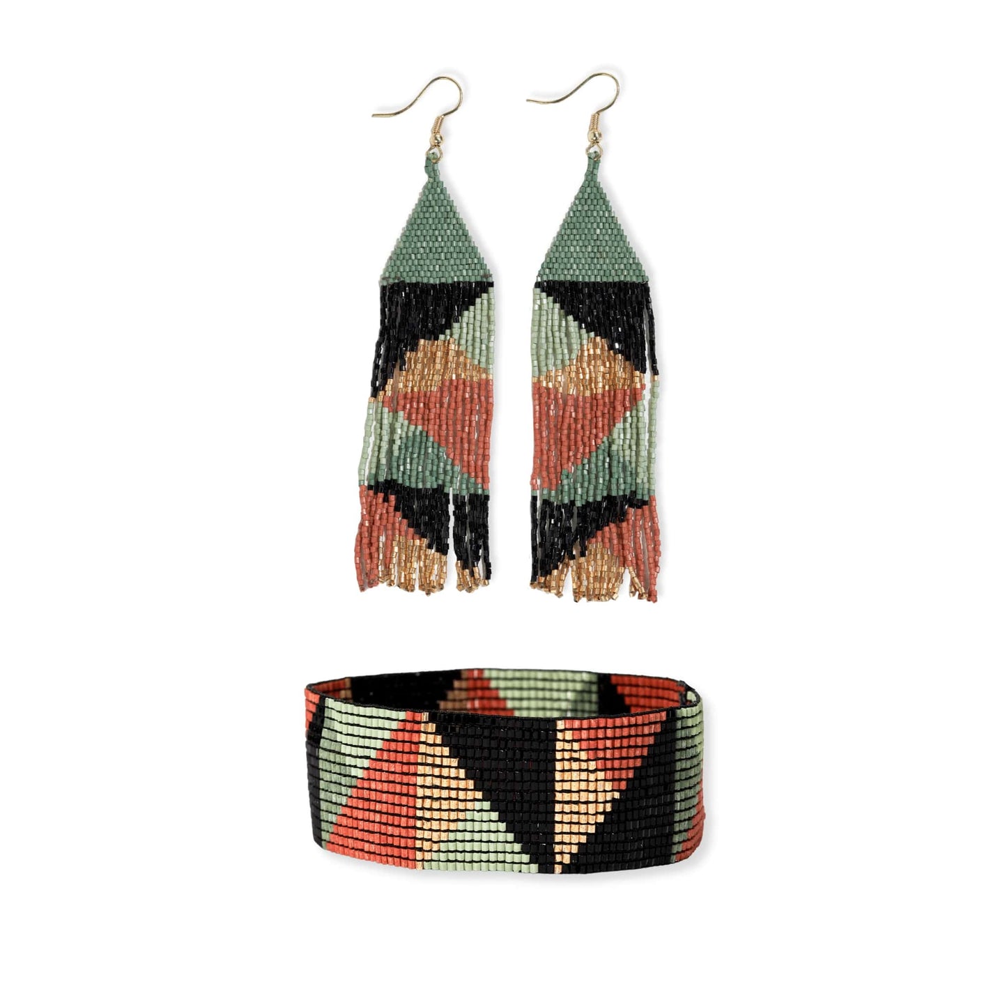 Brittany + Kenzie mixed triangles beaded earrings and bracelet set Highlands