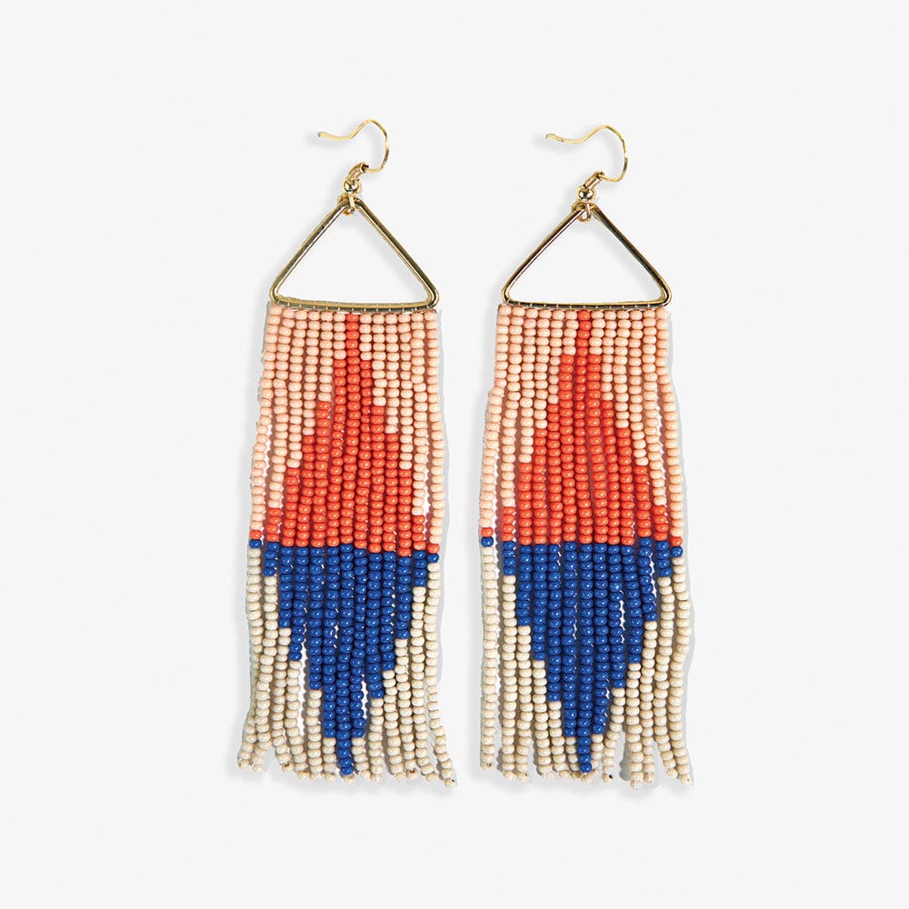 Brooke Split Diamond Beaded Fringe Earrings Coastal Earrings
