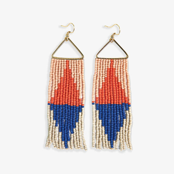 Brooke Split Diamond Beaded Fringe Earrings Coastal – INK+