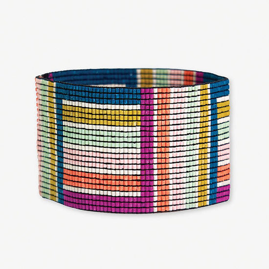 Brooklyn Geo Stripe Beaded Stretch Bracelet Rainbow Bracelet