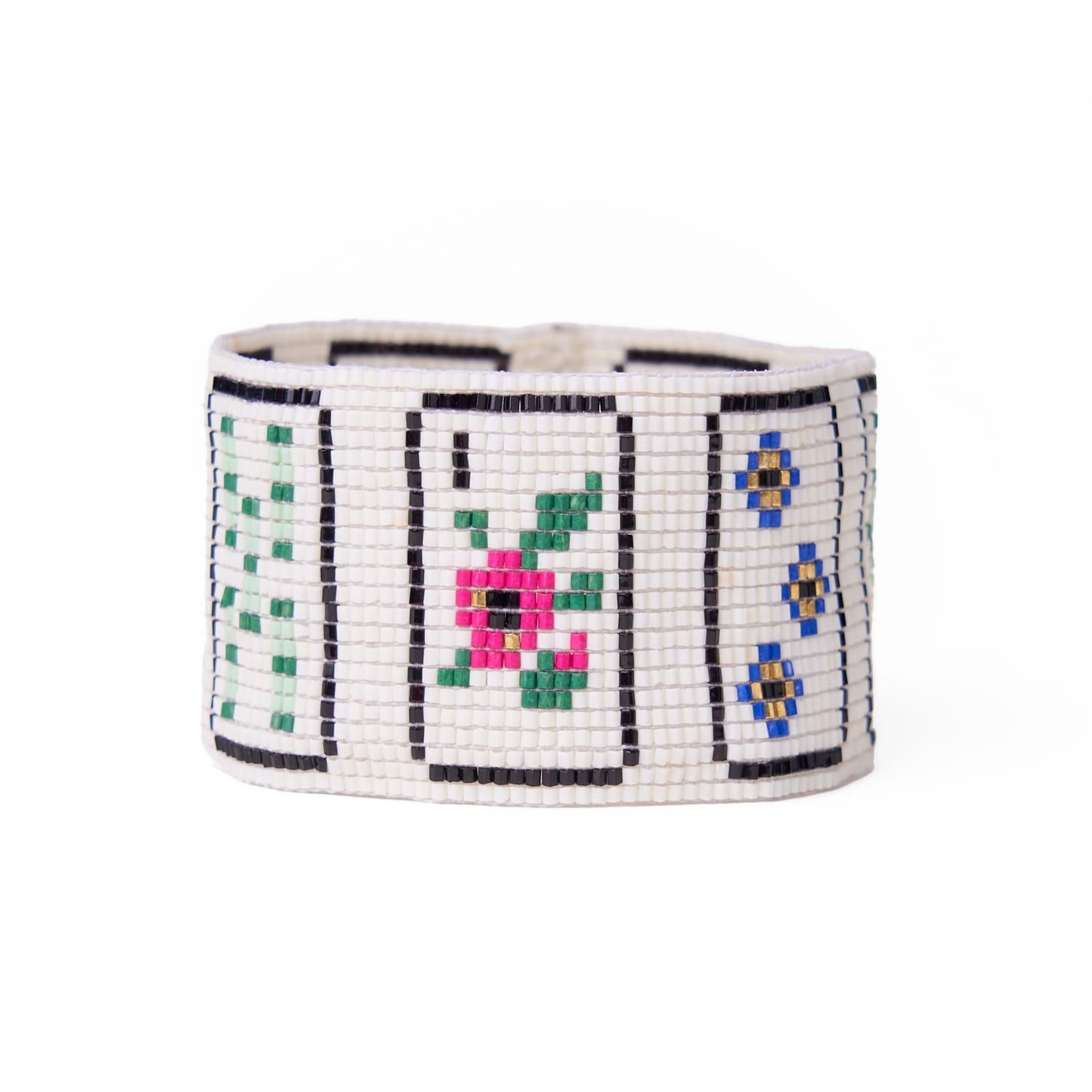Brooklyn Mahjong Print Beaded Stretch Bracelet Multi Bracelet