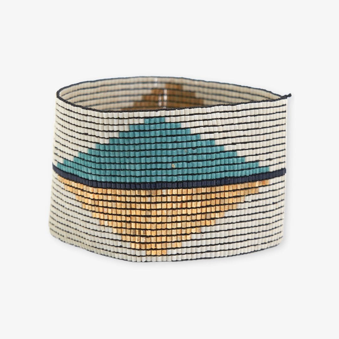 Brooklyn Split Diamond Beaded Stretch Bracelet Teal Bracelet