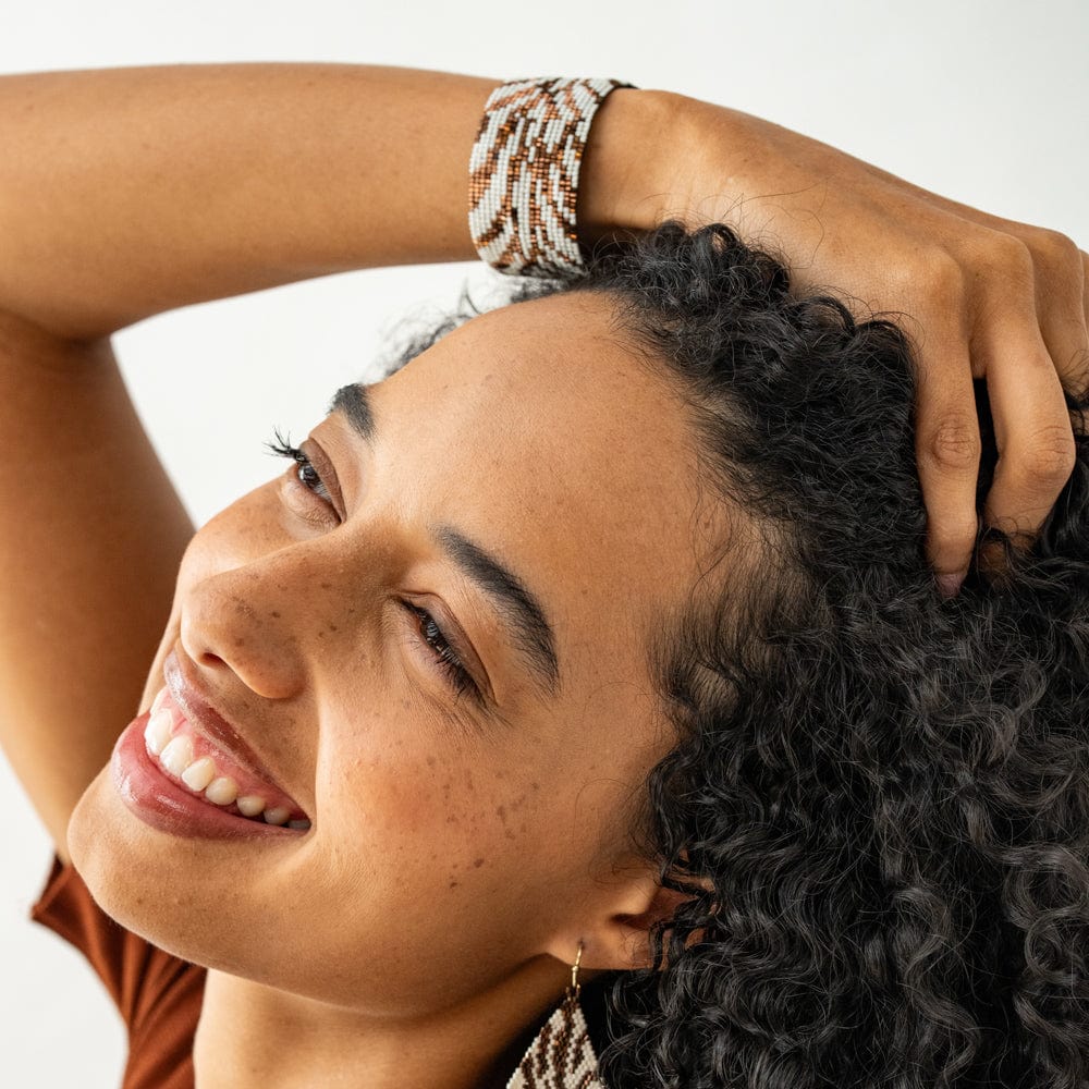 Brooklyn Zebra Print Beaded Stretch Bracelet Bronze Stretch