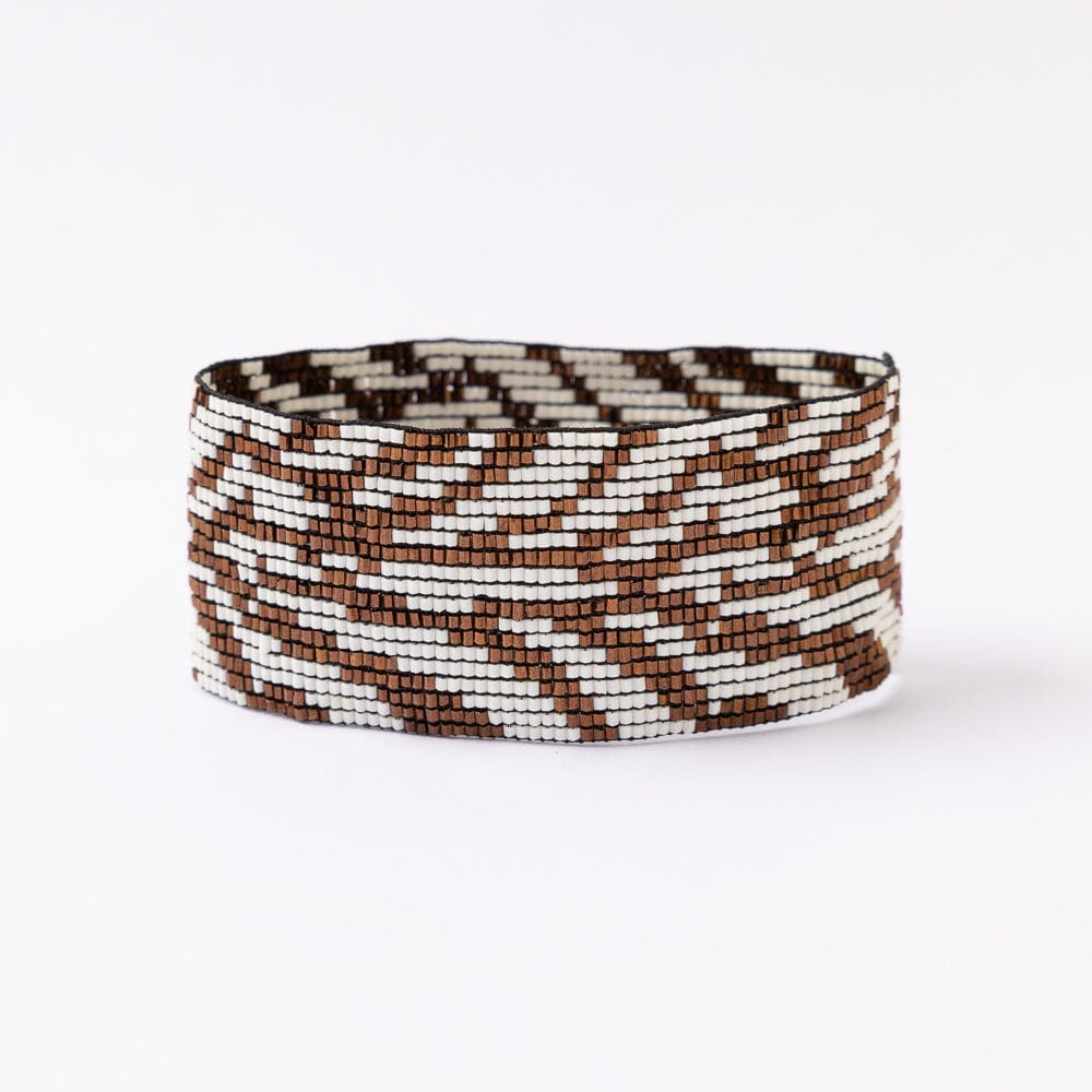 Brooklyn Zebra Print Beaded Stretch Bracelet Bronze Stretch