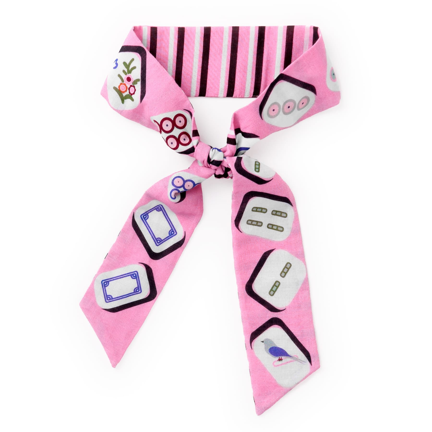 Camile Skinny Scarf Mahjong Print 36x2 Scarf
