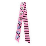 Camile Skinny Scarf Mahjong Print 36x2 Scarf