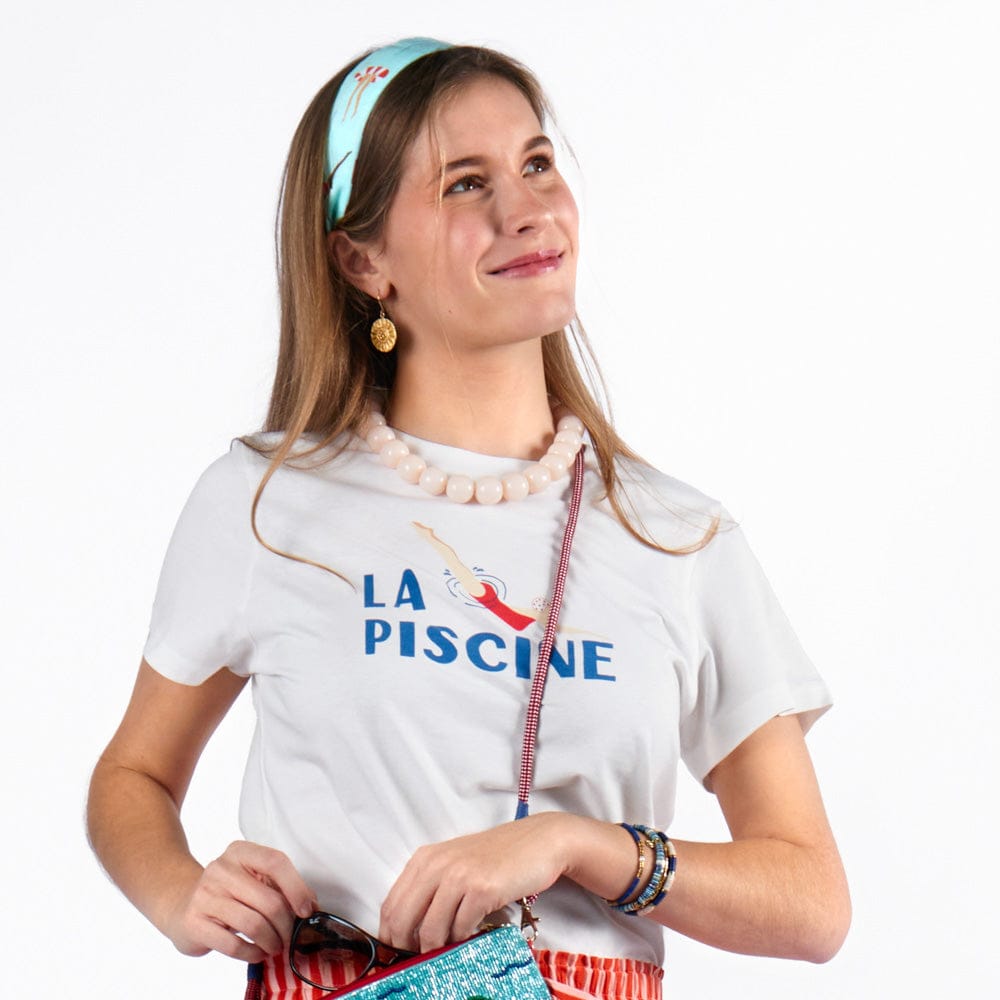 Camile Skinny Scarf Swimmer Print Skinny Scarf