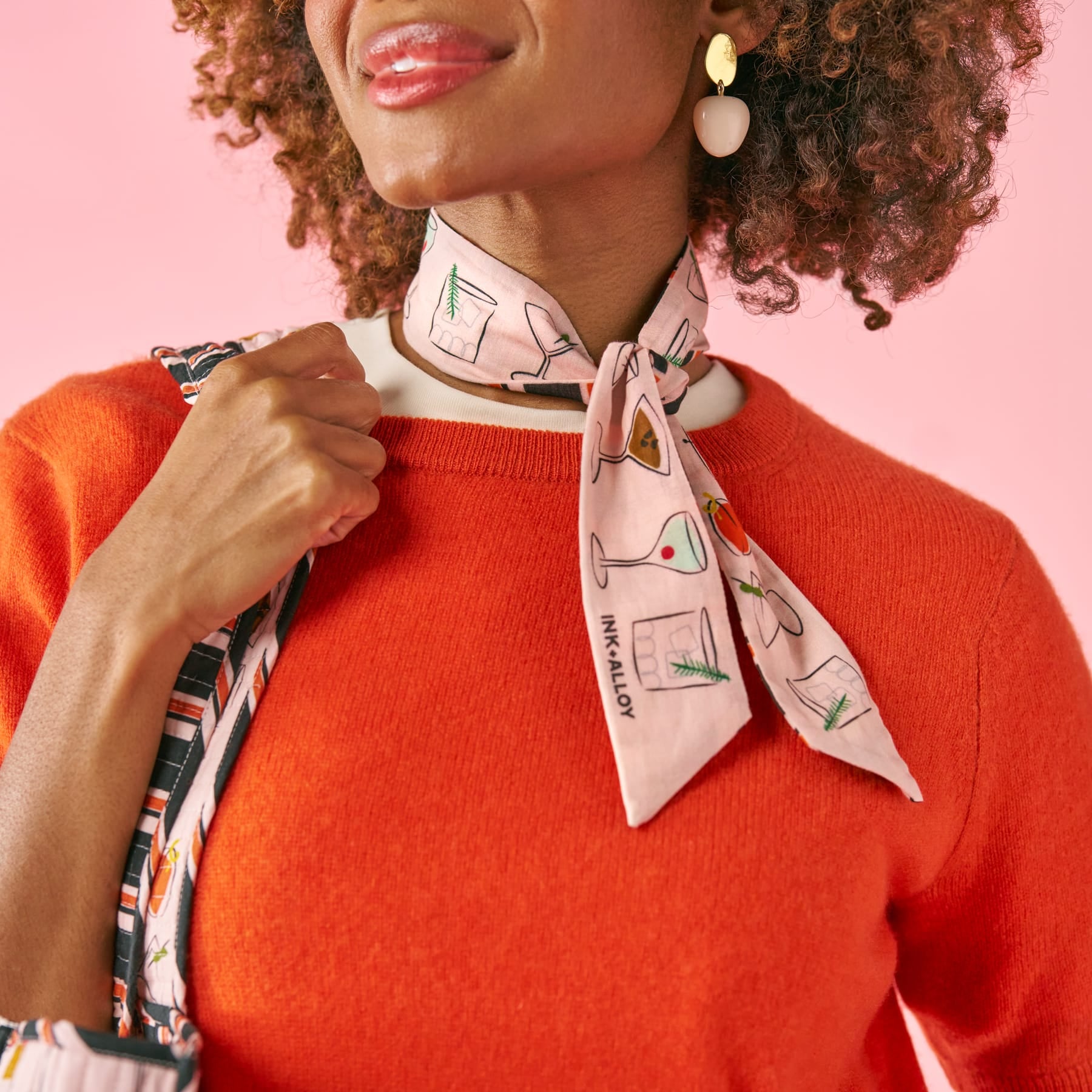 Camile Twilly Scarf Cocktail Print 36x2 Scarf