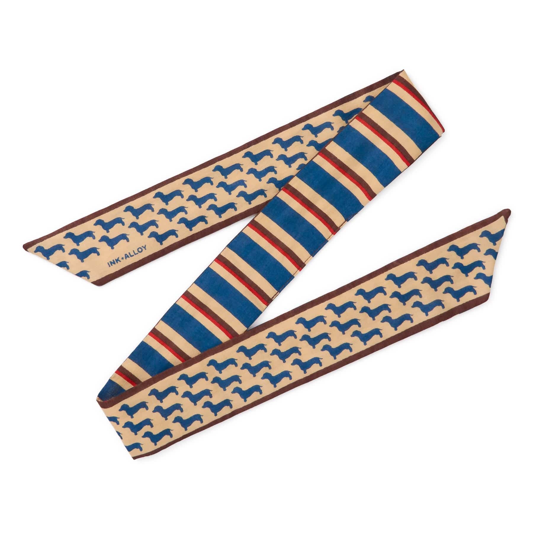 Camile Twilly Scarf Dachshund Print Scarf