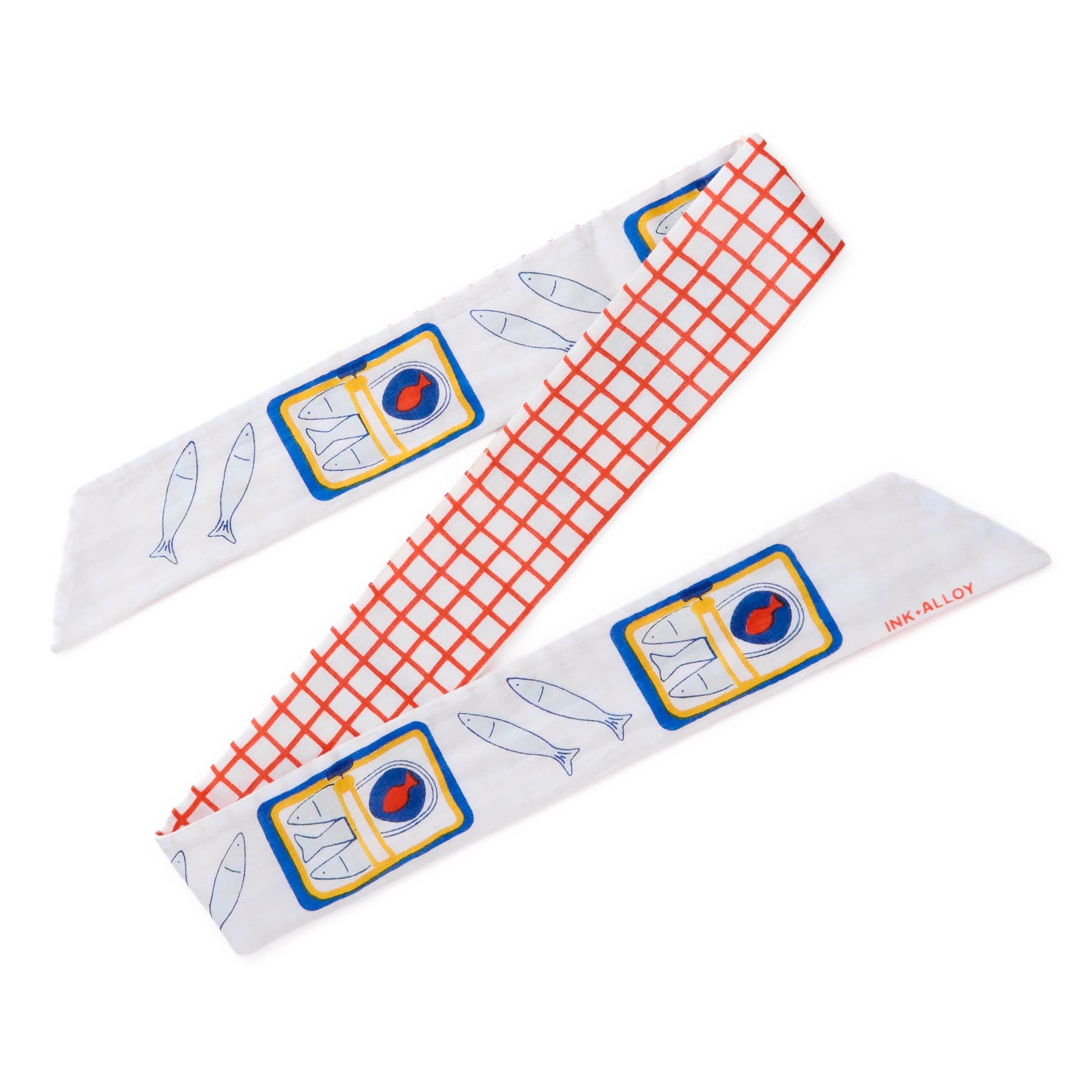 Camile Twilly Scarf Sardine Print Scarf