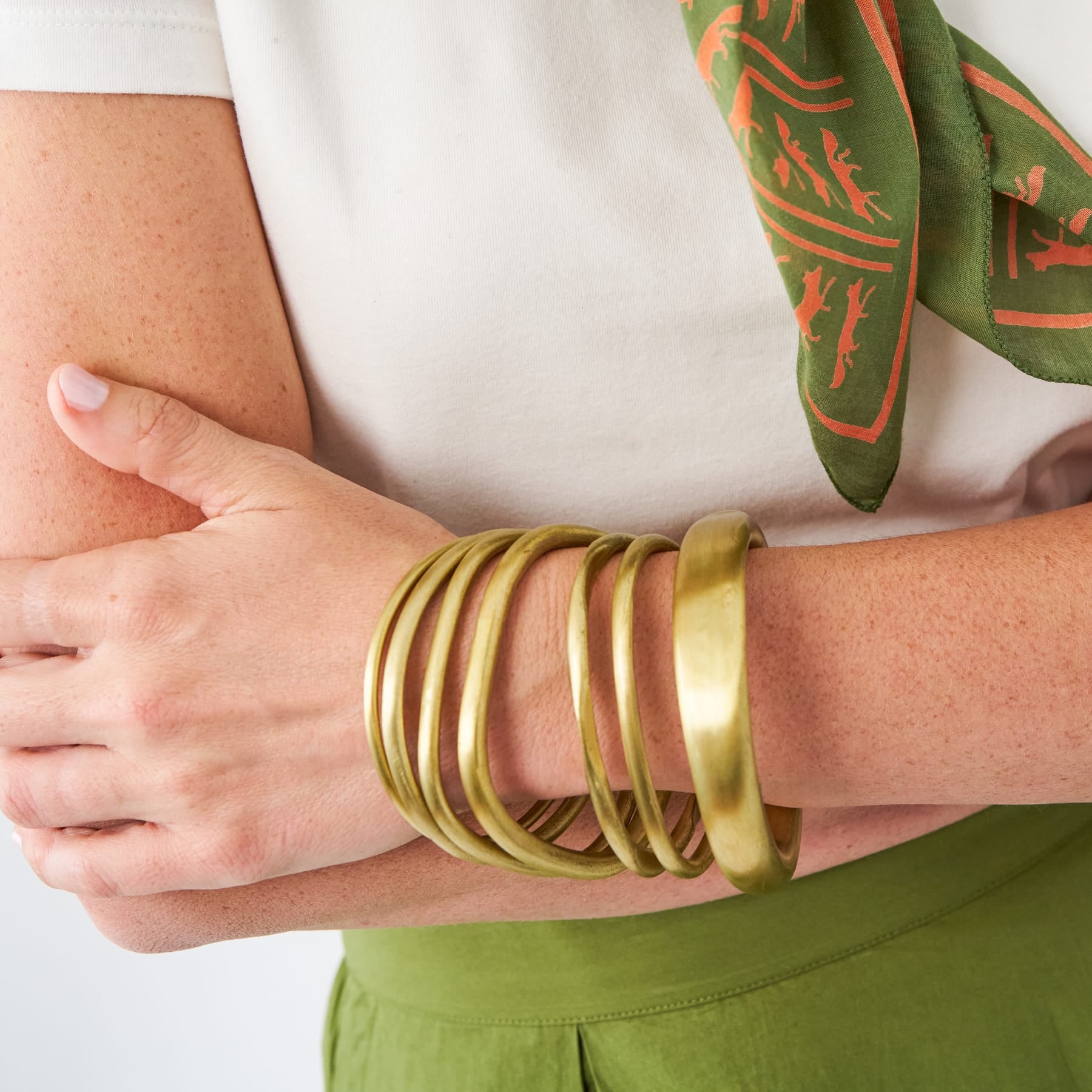 Campbell Bangle Set of 6 Matte Brass Bracelet