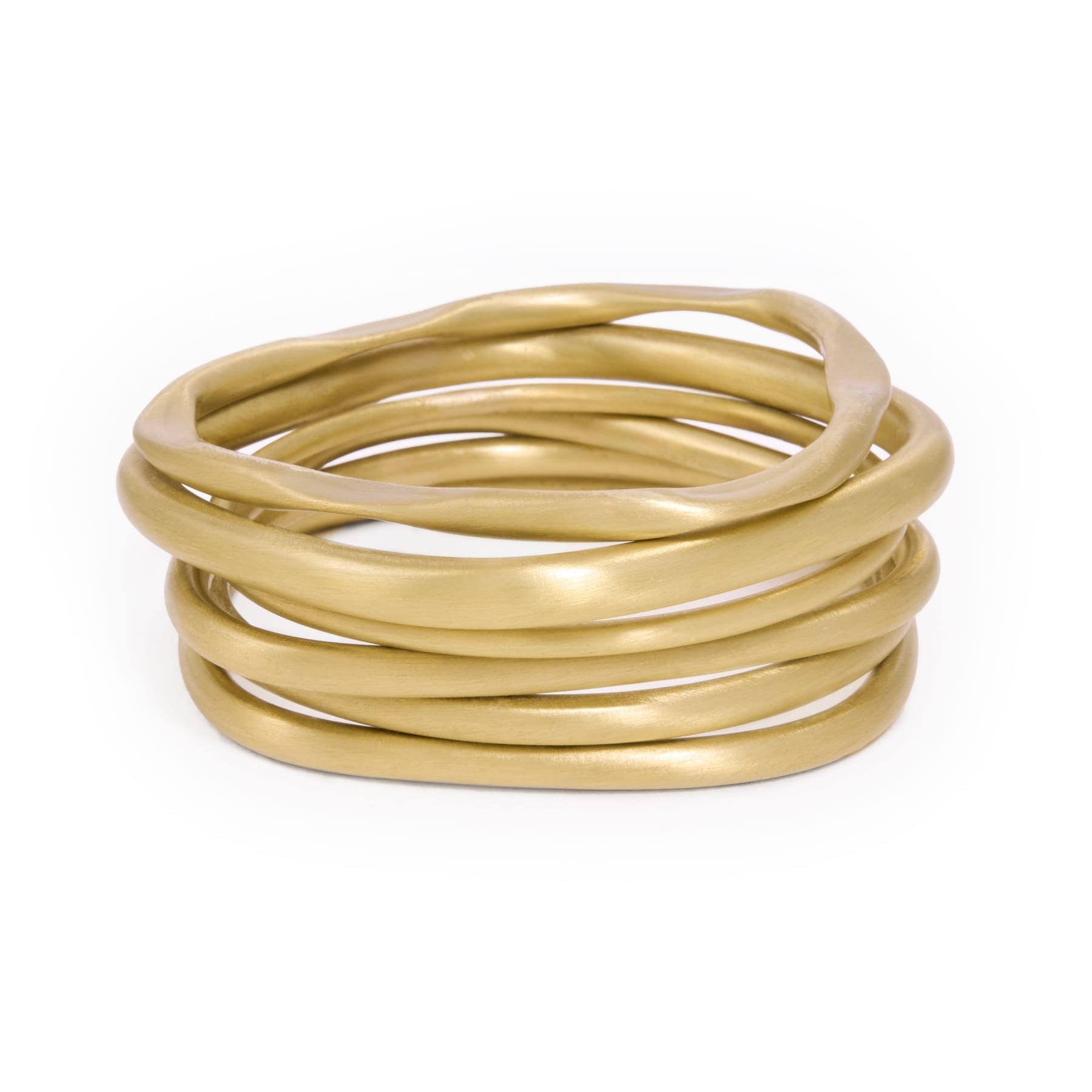 Campbell Bangle Set of 6 Matte Brass Bracelet