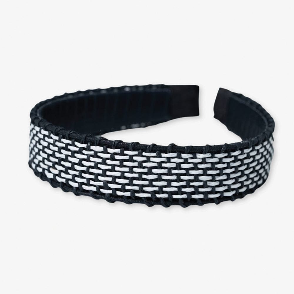 Caroline Two Color Woven Raffia Headband Ivory