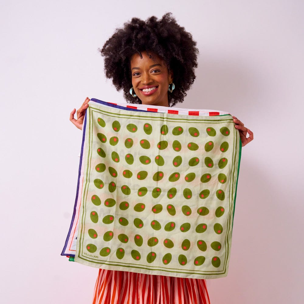 Carson Olive Print Scarf 21x21 Bandana