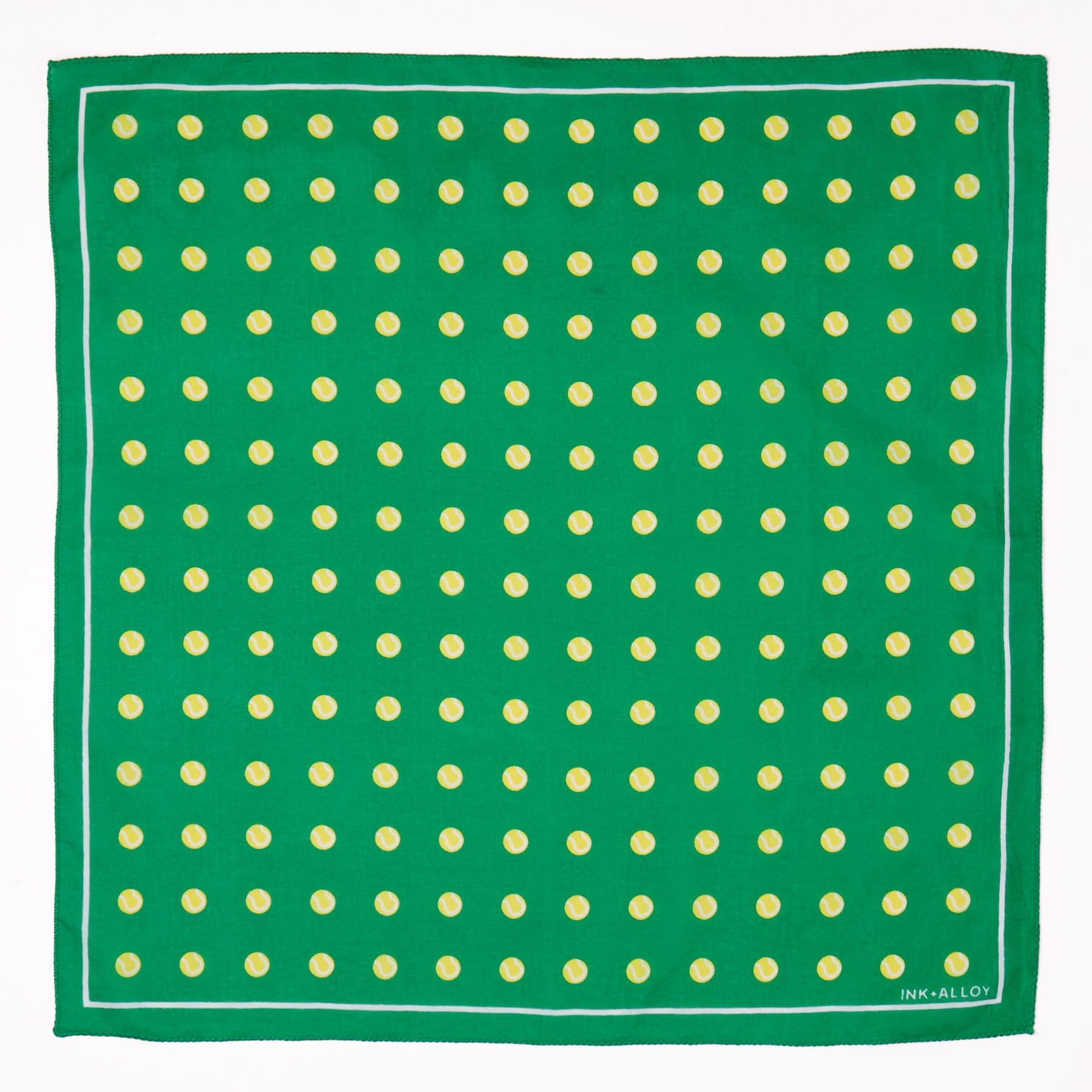 Carson Tennis Ball Print Scarf 21x21 Bandana