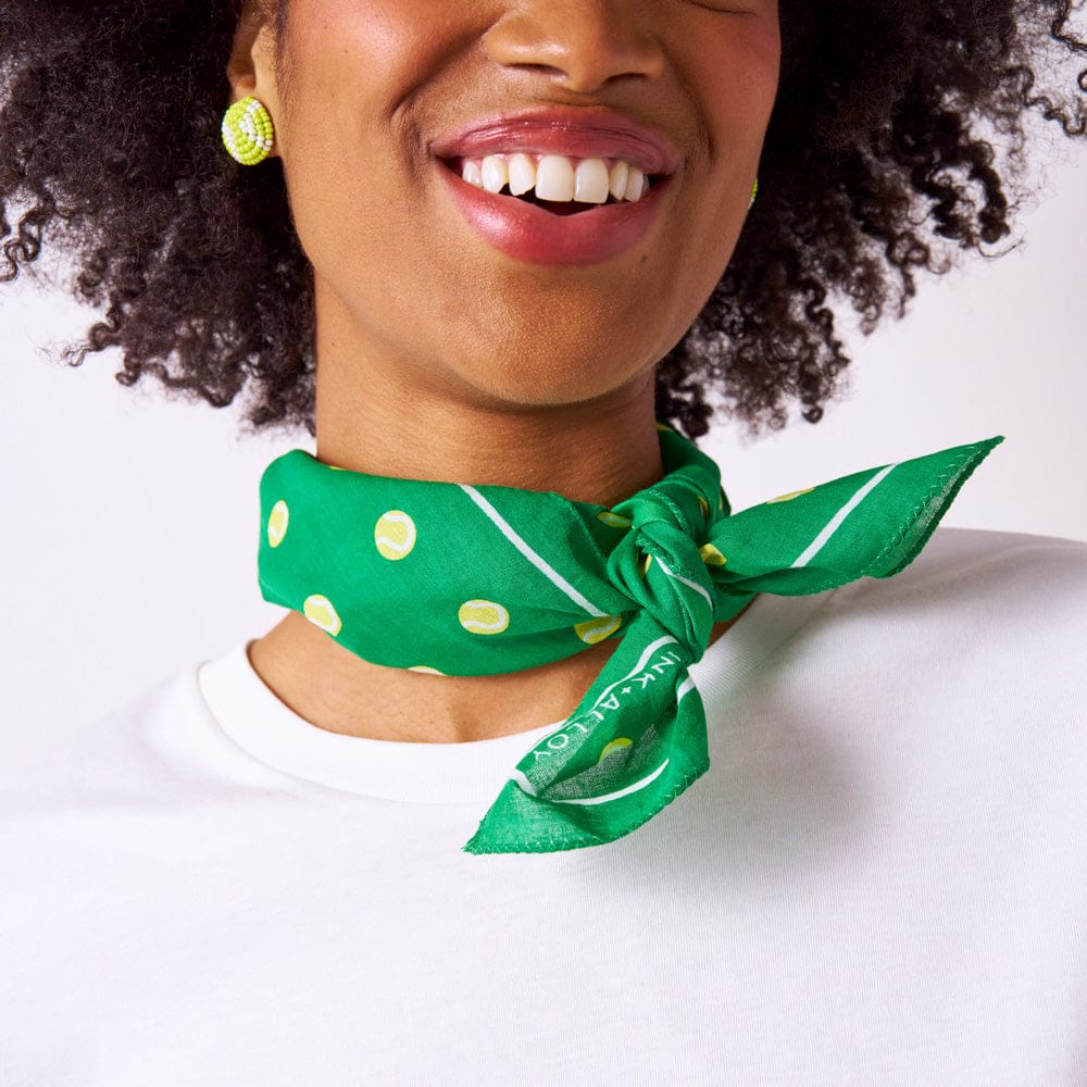 Carson Tennis Ball Print Scarf 21x21 Bandana