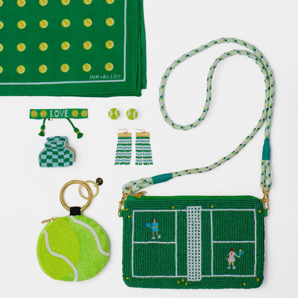 Carson Tennis Ball Print Scarf 21x21 Bandana