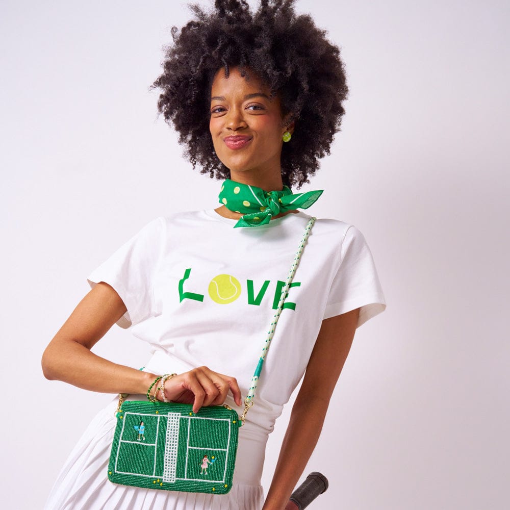 Carson Tennis Ball Print Scarf 21x21 Bandana