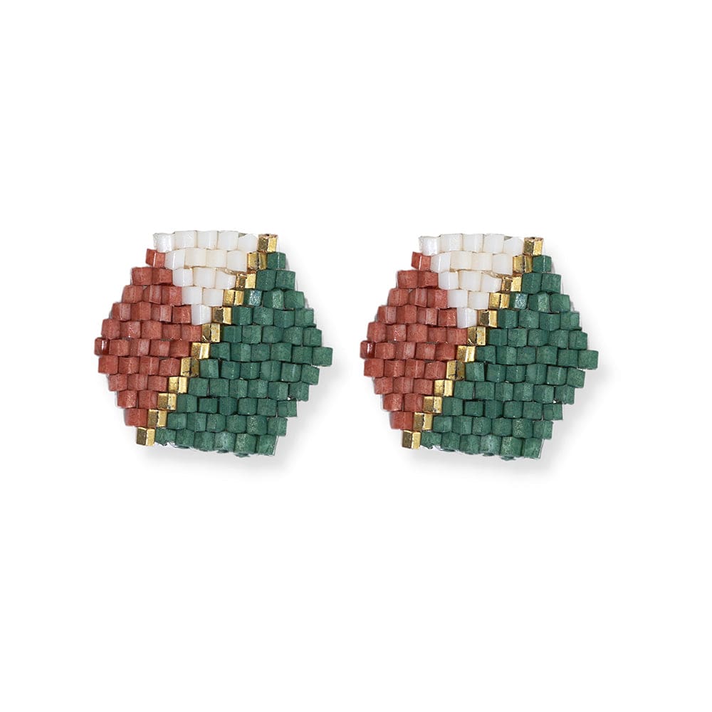 Load image into Gallery viewer, Casey Hexagon Post Beaded Earrings Desert SMALL STUD
