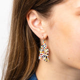 Cassie Mini Confetti Short Fringe Earrings Black Light Blue Lemon Fringe