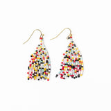 Cassie Mini Confetti Short Fringe Earrings Black Light Blue Lemon Fringe