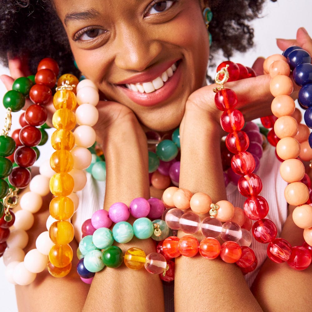 Cece Large Resin Bead Bracelet Aqua Bracelet