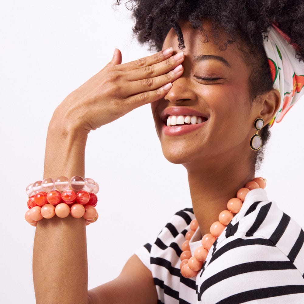 Cece Large Resin Bead Bracelet Clear Stretch