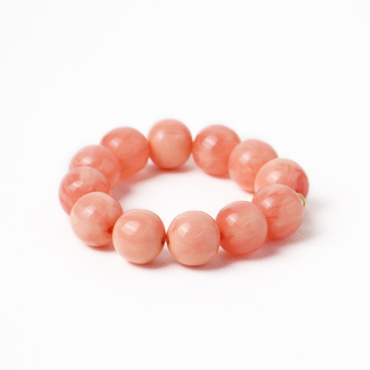 Cece Large Resin Bead Bracelet Coral Stretch