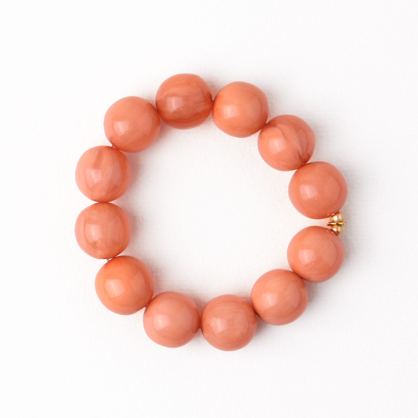 Cece Large Resin Bead Bracelet Coral Stretch