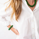 Cece Large Resin Bead Bracelet Green Clasp