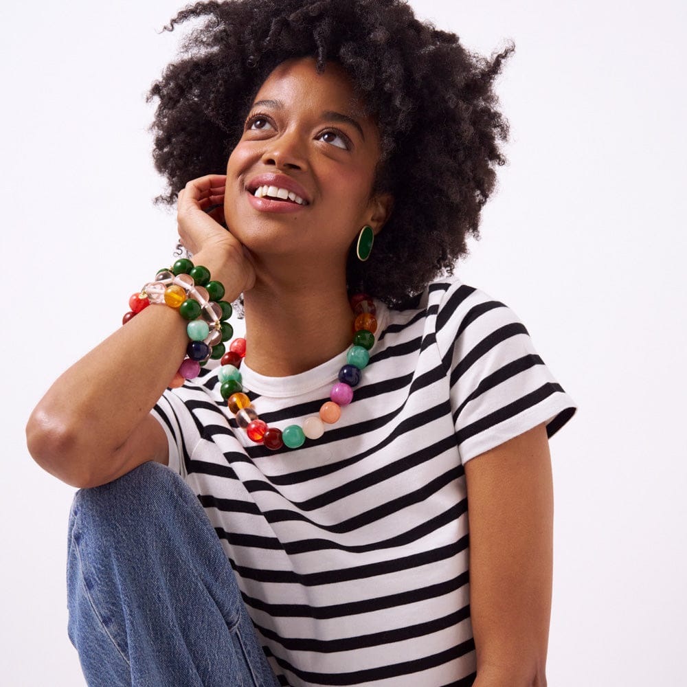 Cece Large Resin Bead Bracelet Multi Stretch