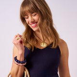 Cece Large Resin Bead Bracelet Navy Stretch