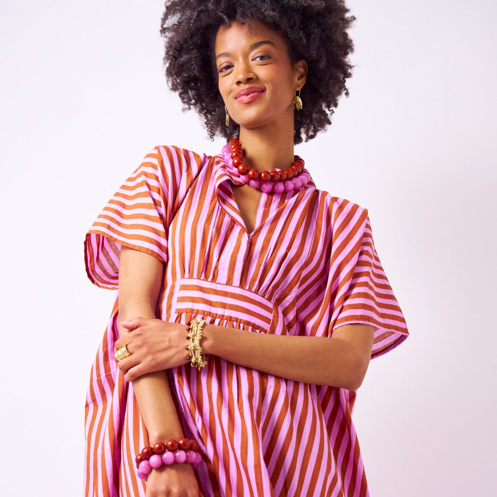 Cece Large Resin Bead Bracelet Purple Stretch