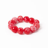 Cece Large Resin Bead Bracelet Red Stretch
