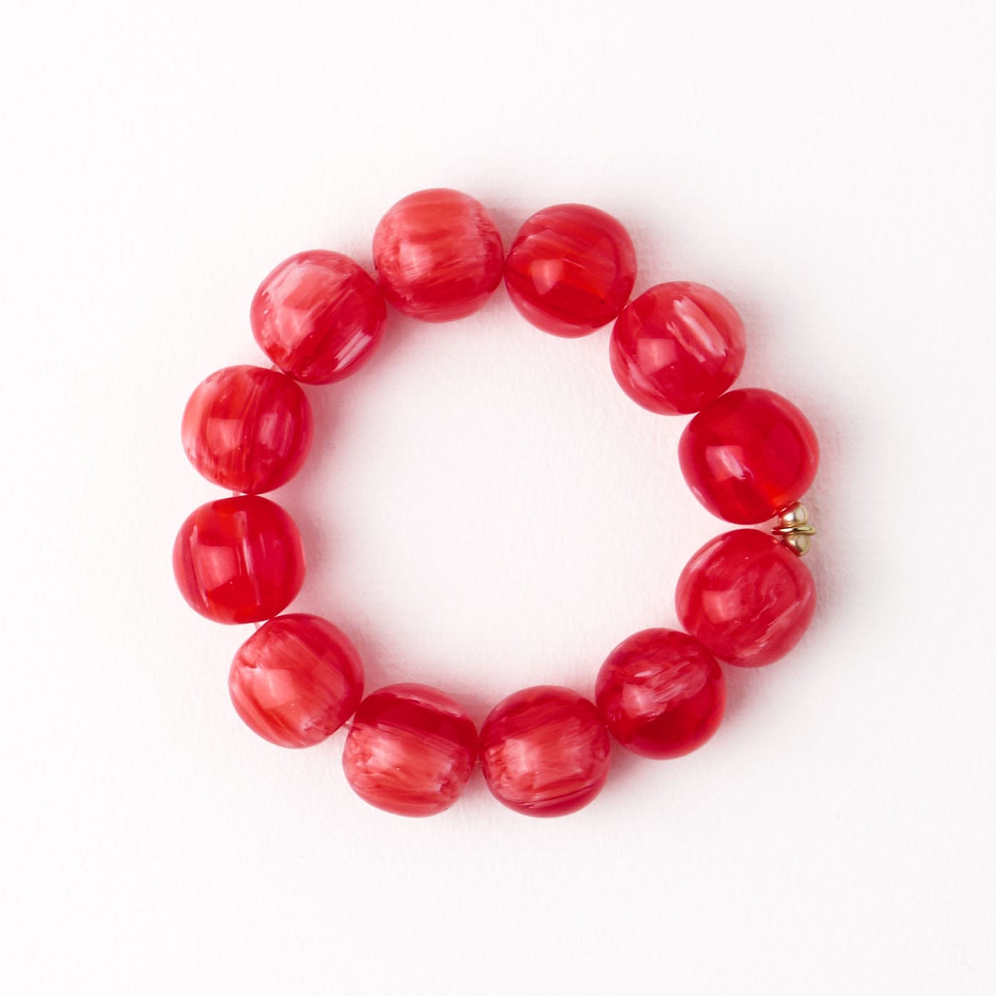 Cece Large Resin Bead Bracelet Red Stretch