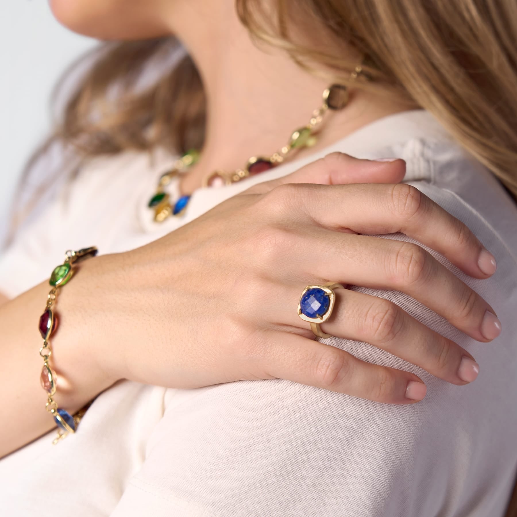 Celeste Single Stone Adjustable Ring Lapis Ring