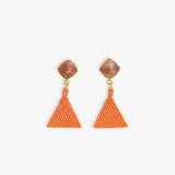 Celia Small Triangle Drop With Semi-Precious Stone Post Earrings Coral