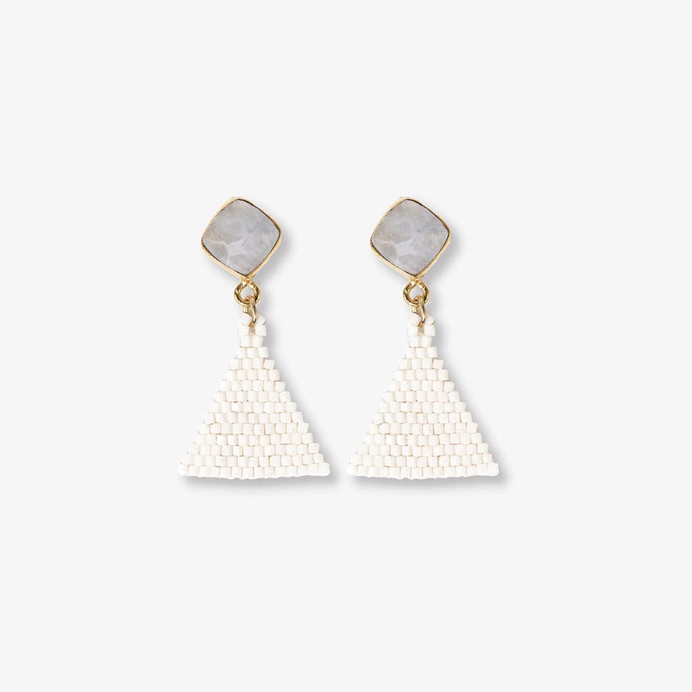 Celia Small Triangle Drop With Semi-Precious Stone Post Earrings Ivory DROP
