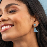 Celia Small Triangle Drop With Semi-Precious Stone Post Earrings Light Lavender