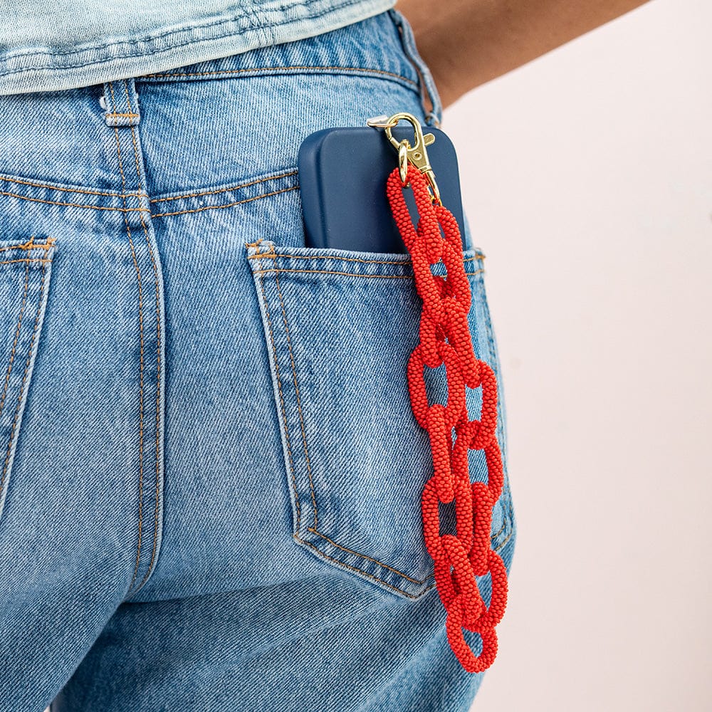Celine Beaded Phone Chain + Bag Charm Lapis Phone Accessories