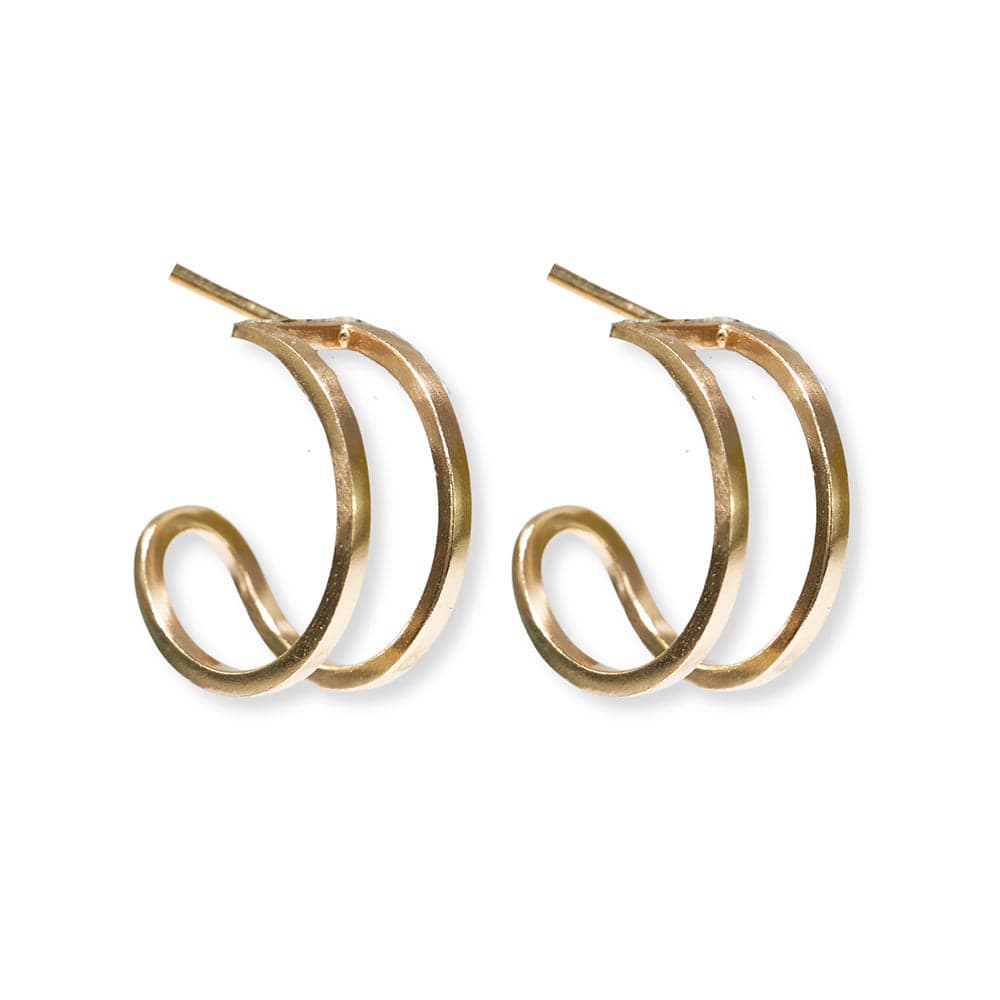 Celine Thick Double Bar Hoop Earrings Brass SMALL HOOP