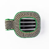 Charlotte Alternating Colors With Solid Edge Flat Hair Clip Green Claw