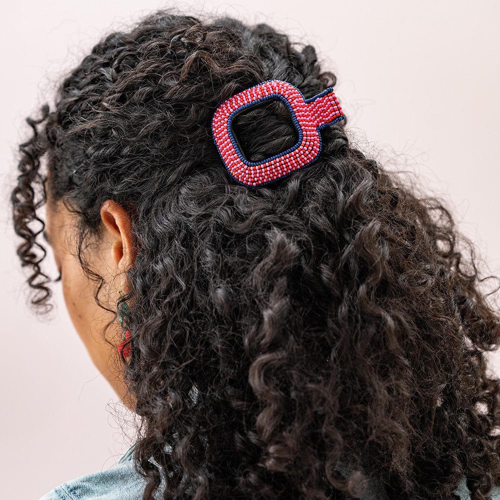 Charlotte Flat Hair Clip Navy Claw